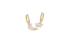 Heliophilia Silver Pendientes de Metal con Colgante de Luna y Estrella Oro CKP9371